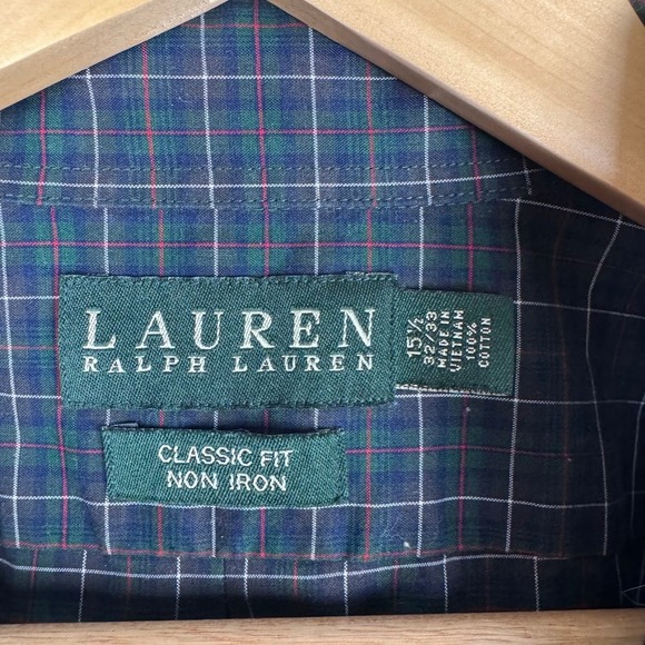 Lauren Ralph Lauren Plaid Classic Fit Non Iron Button Down Shirt 15 1/2 32/33 - Picture 3 of 6